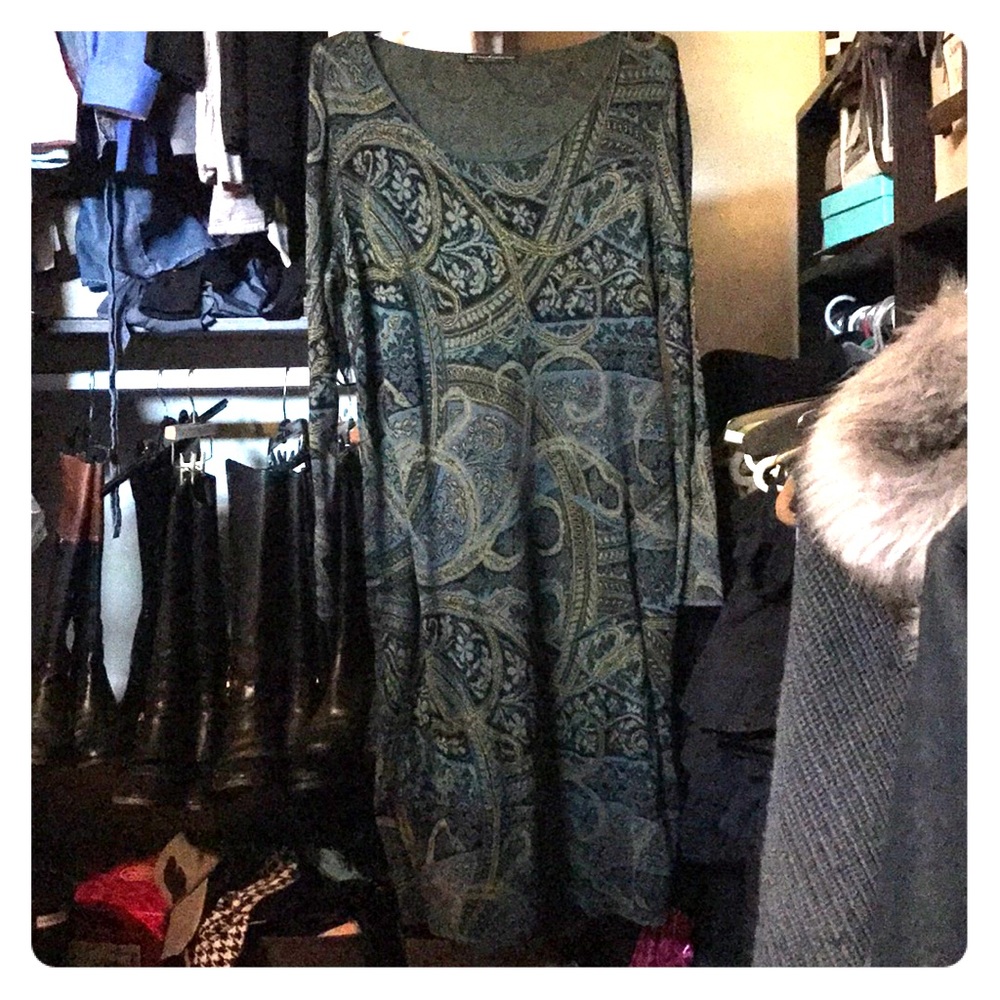 Peruvian Connection Paisley Teal Dress XL